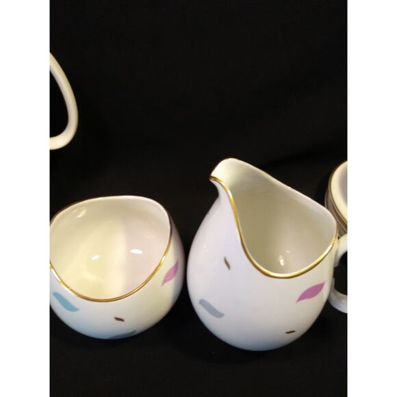 SALE 16Pc. Johann Haviland Coup Tea Set Pastel on White Gold Trim - Picture 4 of 15